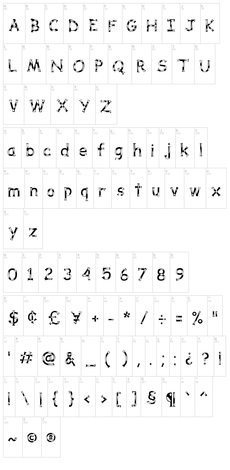 Dalmata Dream font map